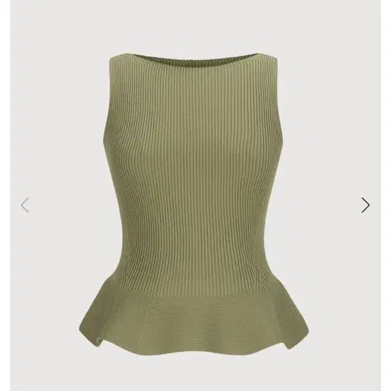 [BUNJANG] Low Sugar Sleeveless Peplum Top Olive Khaki / (새상품) 로우슈가 정다나 슬리브리스 페플럼탑 올리브 카키