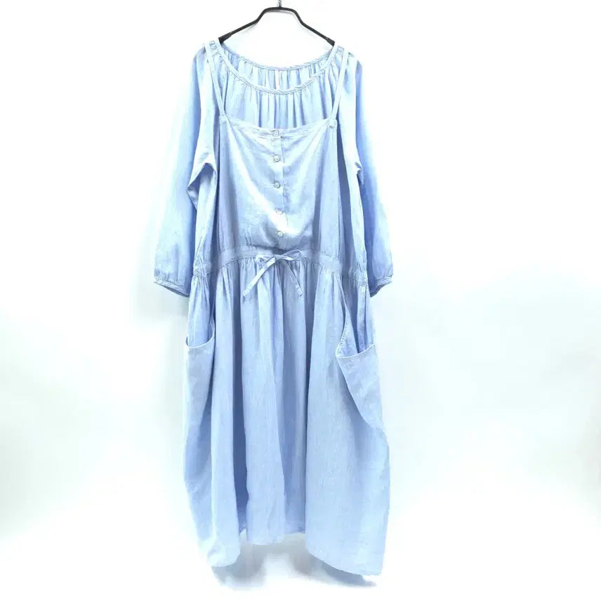 [BUNJANG] RAG SISTA 100% Linen Pinafore Dress / RAG SISTA 래그시스타 린넨100 에이프런 멜빵원피스 린넨원피스 C587