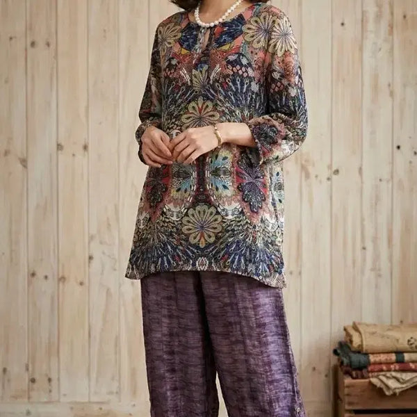 [BUNJANG] Jacquard Printing Mulberry Silk Blouse / * 자갸드 프리팅 인견 블라우스              ( 새 상 품 )*