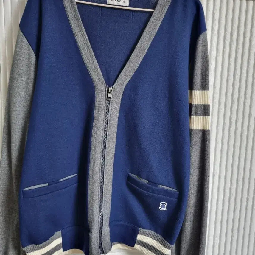 [BUNJANG] W.Angle Knit Cardigan Jacket Blue Grey Size 100 / 와이드앵글 가디건 블루 그레이 사이즈100