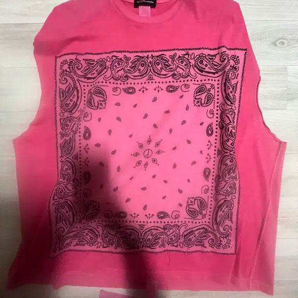 [BUNJANG] Peaceminusone Bandana Sleeveless Top Pink / 피스마이너스원 반다나 슬리브리스 핑크