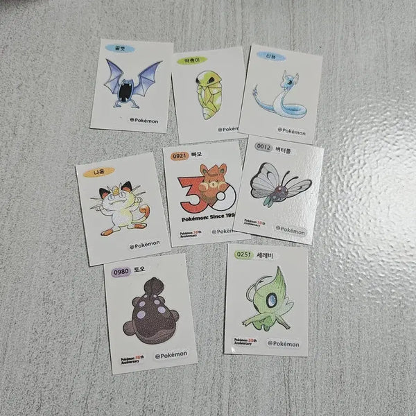 [BUNJANG] Pokemon Stickers Bundle / 포켓몬 띠부씰 8개 골뱃 딱충이 신뇽 냐옹 빠모 버터플 토오 세레비