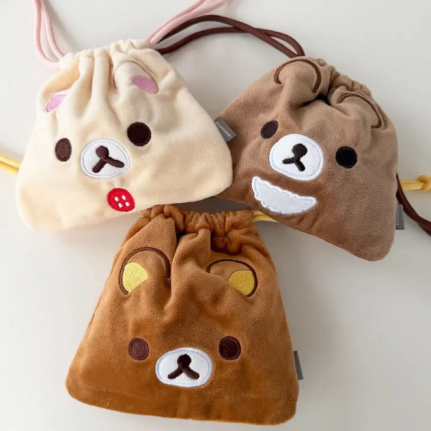 [BUNJANG] Rilakkuma Korilakkuma Chairoikoguma Drawstring Pouch / 리락쿠마 조리개 복조리 파우치 코리락쿠마 차이로이코구마