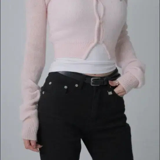 [BUNJANG] Pale Jade Hairy Button Point Knit Cardigan Baby Pink / [페일제이드] Hairy Button Point Knit Cardi