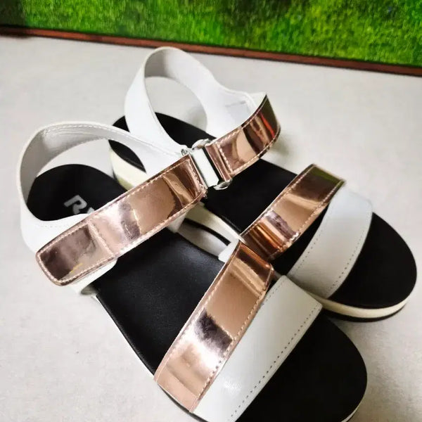 [BUNJANG] RYN Platform Velcro Strap Sandals Rose Gold White 245 / RYN 샌들 245 로즈골드 스트랩