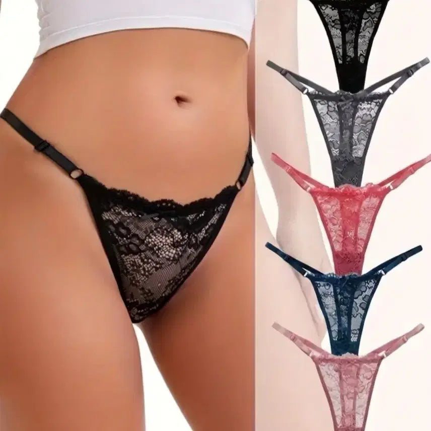 [BUNJANG] Women's Lace Thong Panties 5-Pack Set / (새상품) 여성 레이스 티팬티 5장 세트