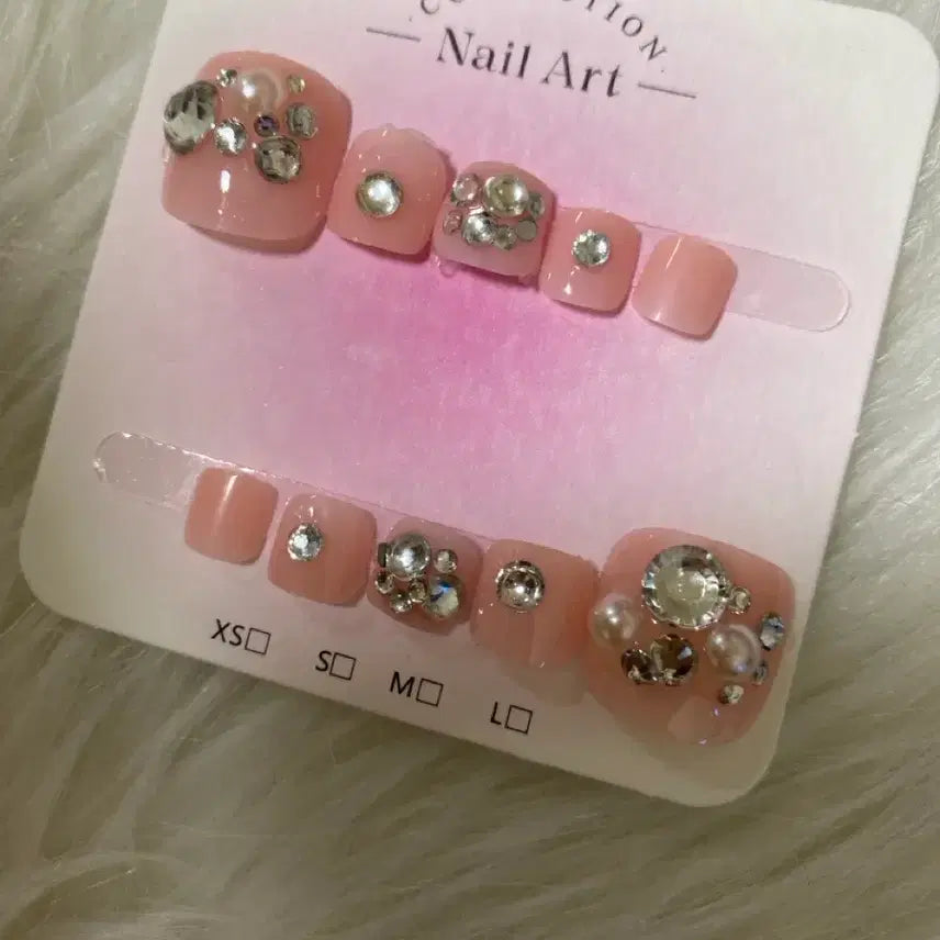 [BUNJANG] Handmade Nail Tips with Cubic and Pearl Accents / 수제패티팁