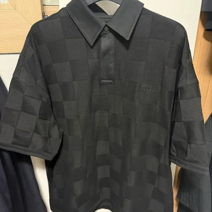 [BUNJANG] Juun.J Checkerboard Oversized Polo T-Shirt / 준지 체커보드 오버핏 폴로 티셔츠