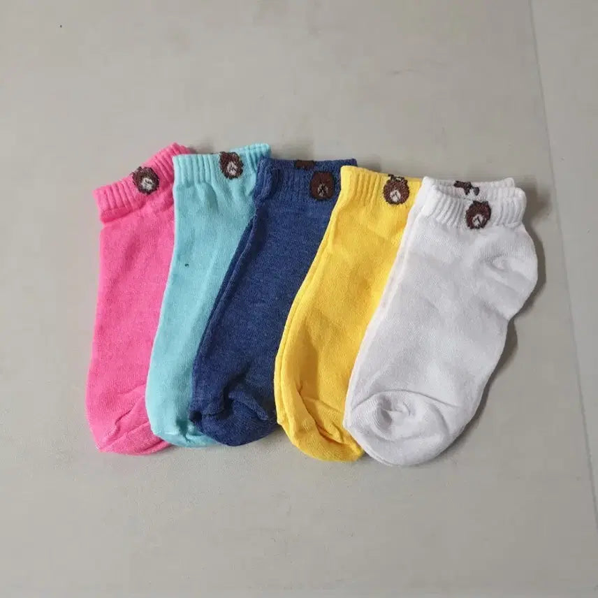[BUNJANG] Bear Pattern Socks 5-Pair Set / 새것 곰돌이 양말 5개 세트