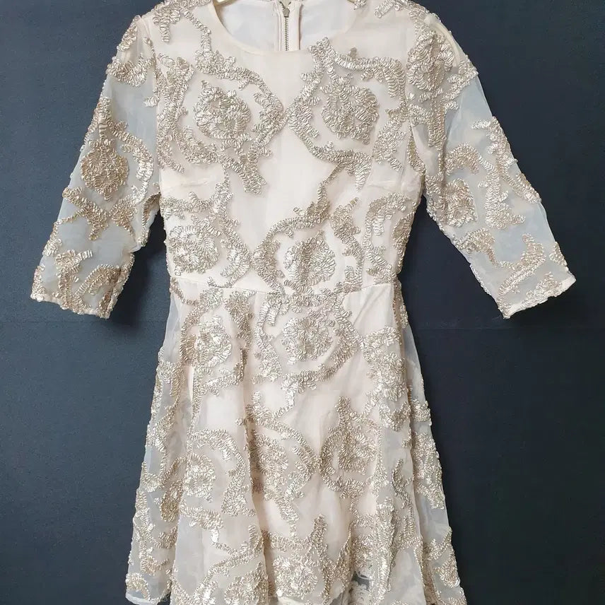 [BUNJANG] Real Silk 2-Part Dress / 진짜만원 리얼실크 2부드레스 55 살색레이스