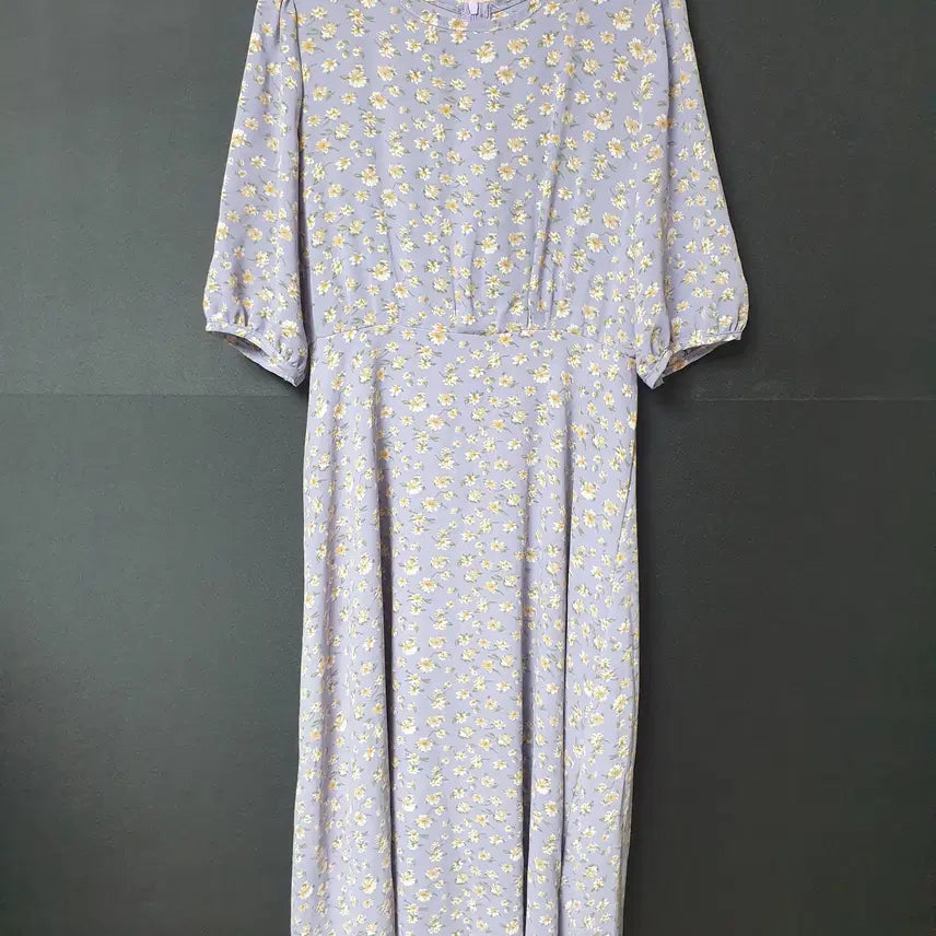 [BUNJANG] Coco Blanc Flower Long Dress Lavender / 진짜만원 플라워 롱원피스 55 퍼프소매 라벤더
