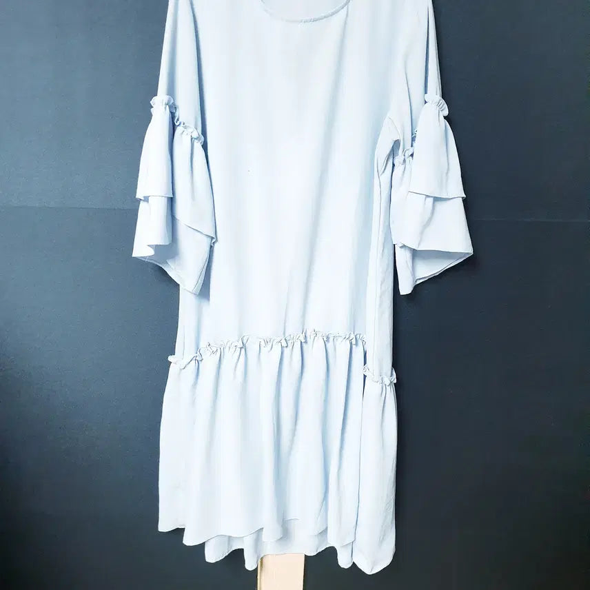[BUNJANG] Ojoq 20SS Frill Long Dress / 오조크 20ss 프릴 롱원피스 55~77 블루