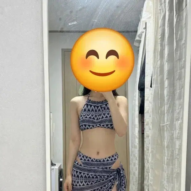 [BUNJANG] Hawaiian Pattern Bikini Wrap Skirt Set / 하와이안 패턴 수영복 비키니 랩스커트 세트