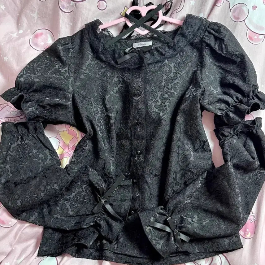 [BUNJANG] Majoretty Arm Warmer Blouse Black Jireikei / 마키쨩 마죠레티 암 워머 블라우스 블랙 지뢰계 양산형 양지뢰
