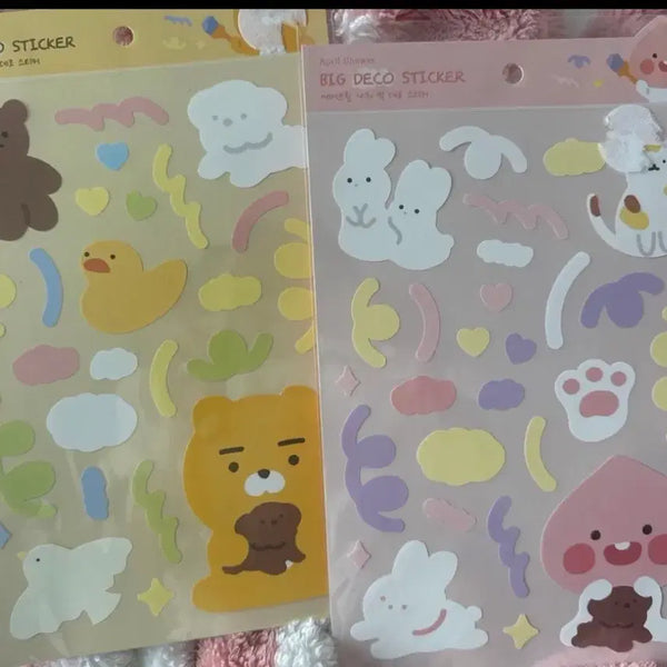[BUNJANG] April Shower Big Deco Sticker Set (Apeach, Ryan) / 에이프릴 샤워 빅 데코 스티커 2종(어피치,라이언)