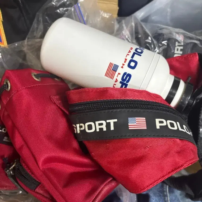 [BUNJANG] Polo Ralph Lauren Sport 90s Tumbler & Waist Bag Set / 90s 폴로 랄프로렌 스포츠 텀블러 웨시스트백