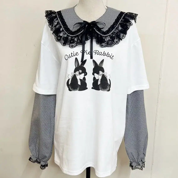 [BUNJANG] Mars Icyu Rabbit Long Sleeve Tee / 마즈 이모쨩 콜라보 세일러카라 토끼 롱티 양산형 지뢰계 양지뢰
