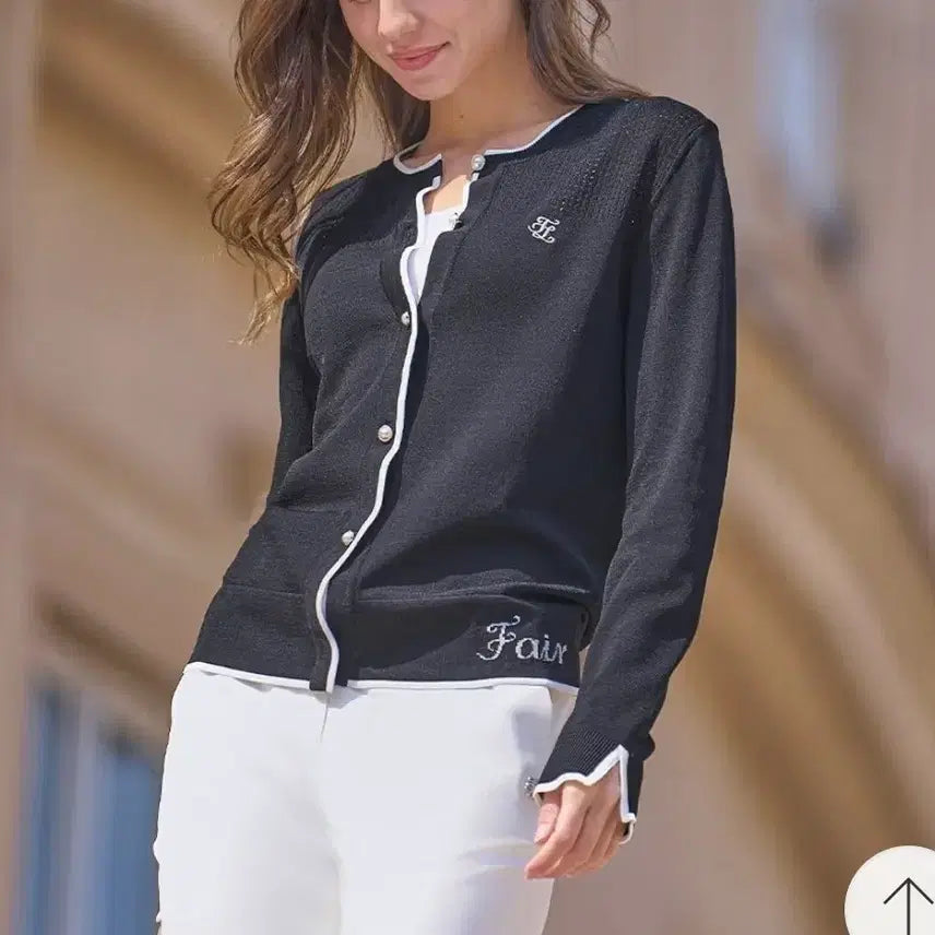 [BUNJANG] Fair Liar Golf Black Round Cardigan M / [정품/미착용] 페어라이어 골프 블랙 라운드 가디건 M
