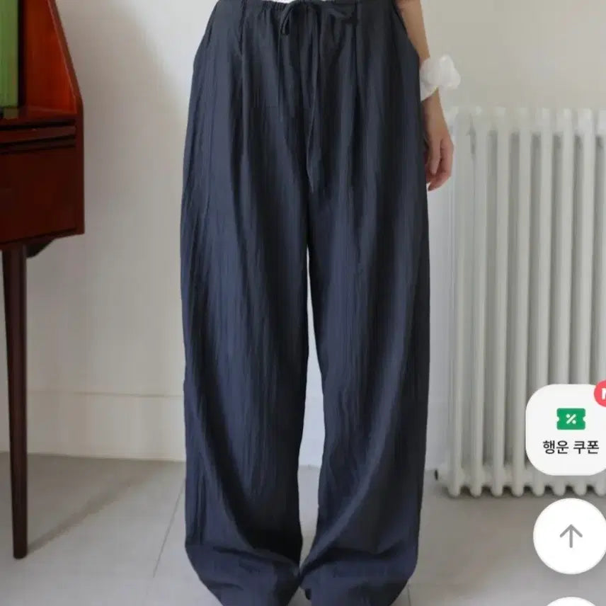 [BUNJANG] Navy Nylon Wide Pants / 바스락 나일론 팬츠(새상품/네이비)