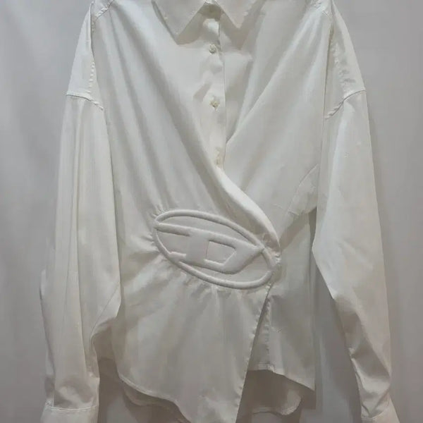 [BUNJANG] Diesel Big D Logo Asymmetric Wrap Shirt White / (정품)디젤 빅 D 로고 언발 랩 셔츠 화이트