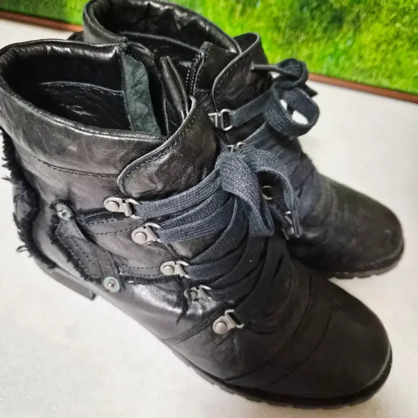 [BUNJANG] SODA Women's Leather Lace-Up Vintage Walker Ankle Boots / [5회 미만사용] 소다의 여성 가죽 레이스업 빈티지 워커/앵클 부츠
