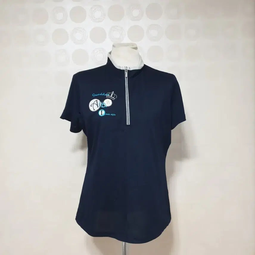 [BUNJANG] AIAS Golf Half Zip Short Sleeve T-Shirt Navy / AIAS 골프웨어77 골프반팔티77 반팔티77 반집업77
