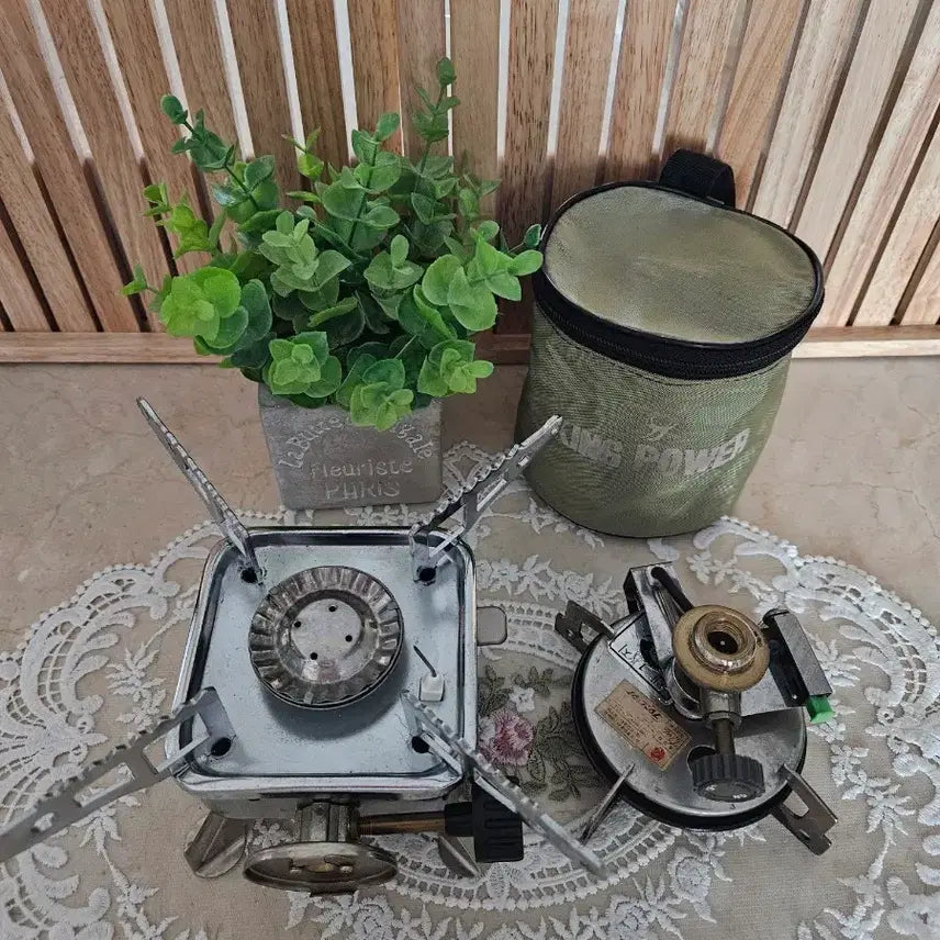 [BUNJANG] Bundle Set: Retro Mini Gas Burner (King Power Pouch Set + Jackal) / [레트로/빈티지] 캠핑용 미니 가스 버너 2종 일괄 (킹파워 파우치 세트 + 자칼)