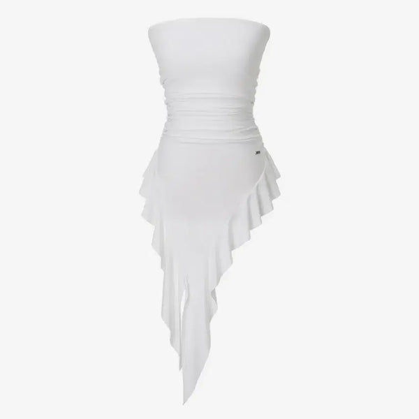 [BUNJANG] Khaki Point Ruffle Layered Top White / 카키포인트 러플 레이어드 탑 화이트