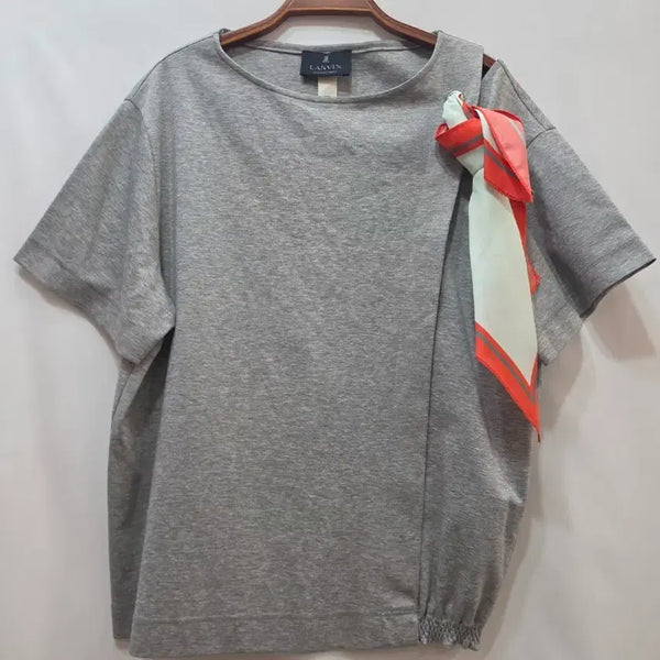 [BUNJANG] Lanvin Grey Short Sleeve T-Shirt with Scarf Detail / (정품)랑방 그레이 반팔 티셔츠 스카프 포인트