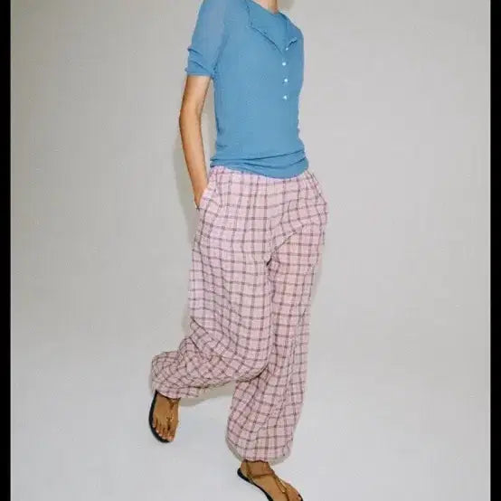 [BUNJANG] ZARA Checked Balloon Fit Pants Pink / 자라 체크 팬츠 핑크
