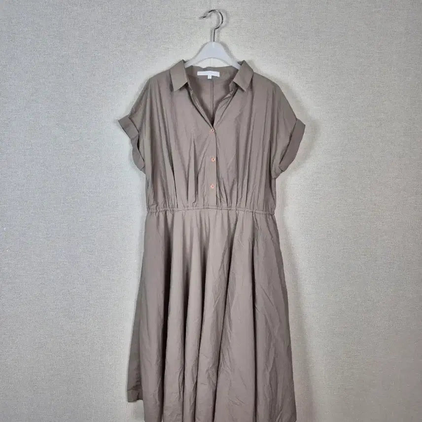 [BUNJANG] Lightweight Crinkled Beige Shirt Dress / (#77,88추천)얇고 가벼운 바스락 진베이지 원피스
