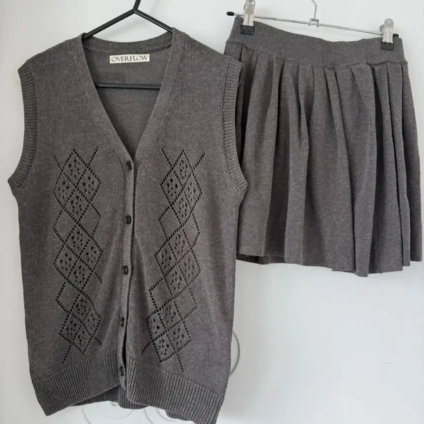 [BUNJANG] Domitec Summer Knit Vest and Skirt Pants Set / 도매텍 여름 니트 베스트,치마바지 세트