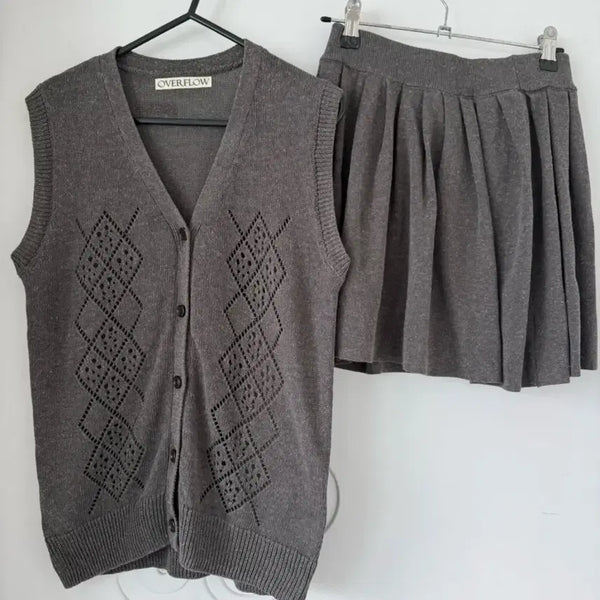 [BUNJANG] Domitec Summer Knit Vest and Skirt Pants Set / 도매텍 여름 니트 베스트,치마바지 세트