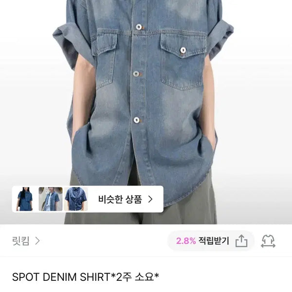 [BUNJANG] LITKIM SPOT DENIM DENIM SHIRT / 릿킴 데님 반팔셔츠 SPOT DENIM SHIRT