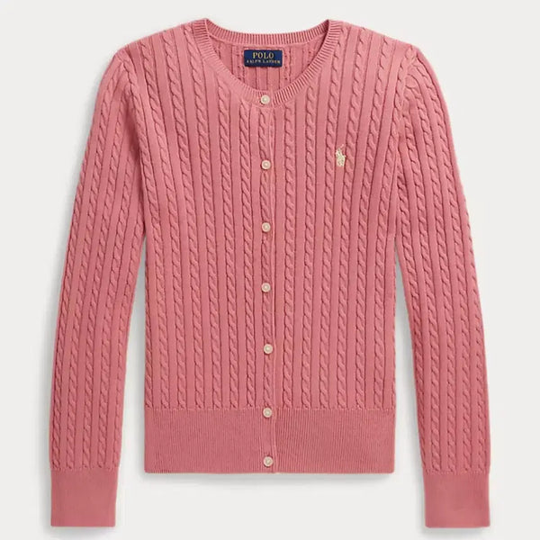 [BUNJANG] Polo Ralph Lauren Girls' Cable Knit Cardigan Desert Rose XL / 폴로 걸즈 케이블 가디건 XL