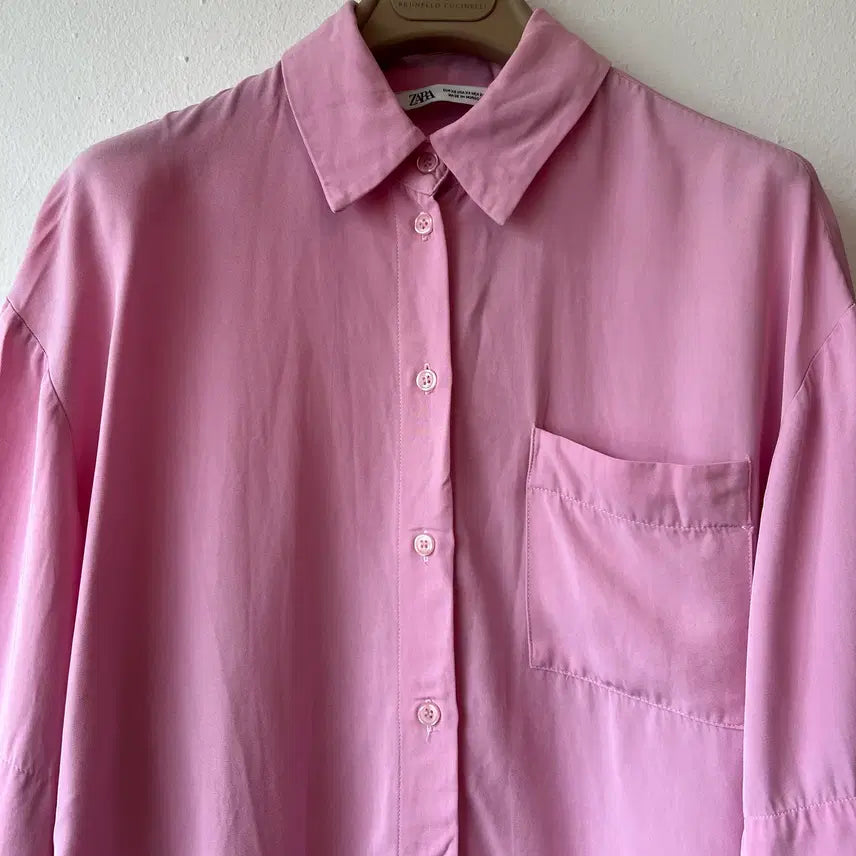 [BUNJANG] Zara Women's Pink Loose Fit Shirt Blouse / 자라 여성 핑크 루즈핏셔츠 셔츠블라우스
