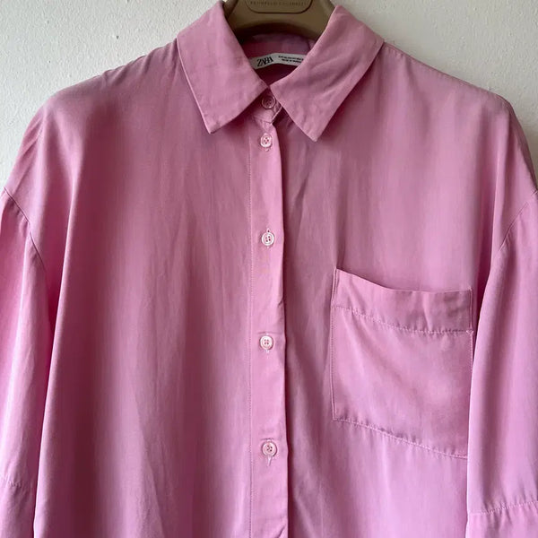 [BUNJANG] Zara Women's Pink Loose Fit Shirt Blouse / 자라 여성 핑크 루즈핏셔츠 셔츠블라우스
