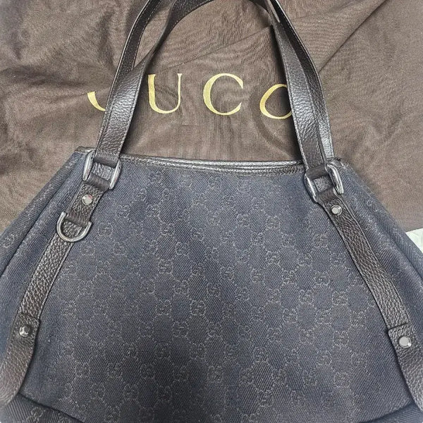 [BUNJANG] Gucci GG Logo Shoulder Bag Brown Canvas / 구찌 GG 로고 숄더백 브라운