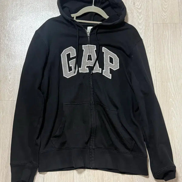 [BUNJANG] Gap Logo Hooded Zip-Up Black / gap 갭 로고 후드집업 블랙