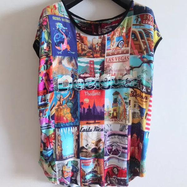 [BUNJANG] Desigual Patchwork Print T-Shirt / 데시구알 패치워크 프린트 티셔츠
