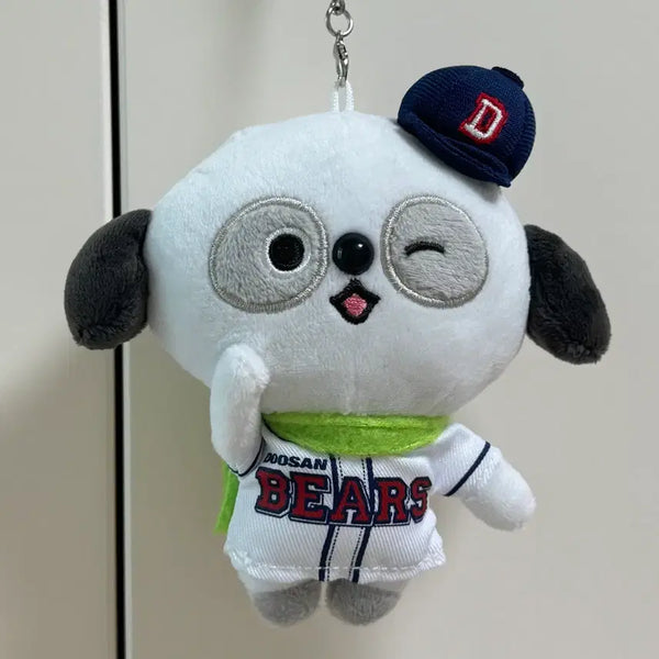 [BUNJANG] Doosan Bears Acuon Shmongi Fila Home Uniform Doll Keychain / 두산베어스 애큐온 슈몽이 휠라 홈 유니폼 인형 키링