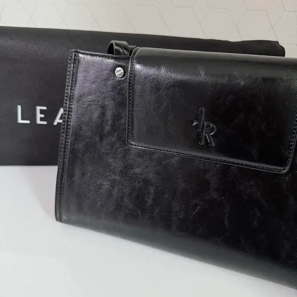 [BUNJANG] Ledery Leather Clutch Bag Black / 레더리 가죽 클러치 백 블랙