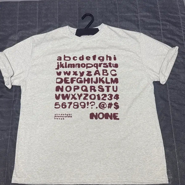 [BUNJANG] Oversized Alphabet Lettering Short-Sleeve T-Shirt / (새상품)오버핏 알파벳 레터링 반팔 티셔츠