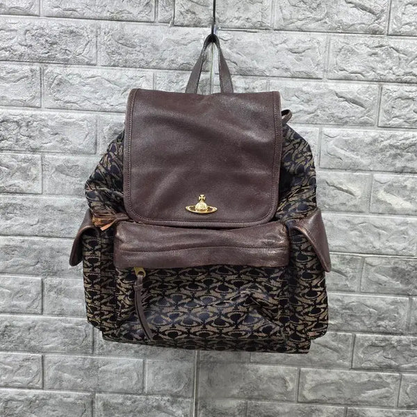 [BUNJANG] Vivienne Westwood Leather Backpack Brown / 비비안웨스트우드 백팩 브라운  가죽쪽 사용감있어요 사이즈 40*35