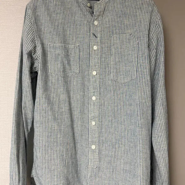 [BUNJANG] RRL Blue Cream Check Cotton Linen Blend Work Shirt / RRL 블루 크림 체크 코튼 리넨 워크 셔츠