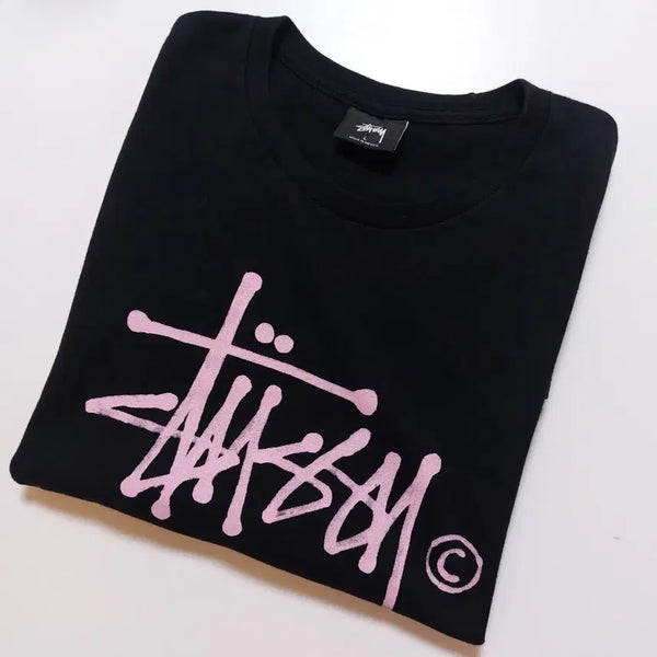 [BUNJANG] Stussy Pink Logo T-Shirt L / 스투시 핑크로고 블랙 티셔츠 L