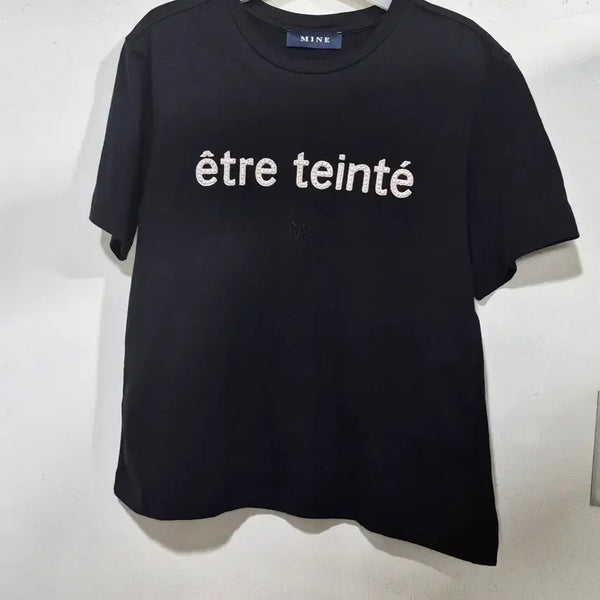 [BUNJANG] MINE by Handsome Beaded Lettering T-Shirt Black / 한섬 마인 MINE 비즈 레터링 티셔츠 블랙