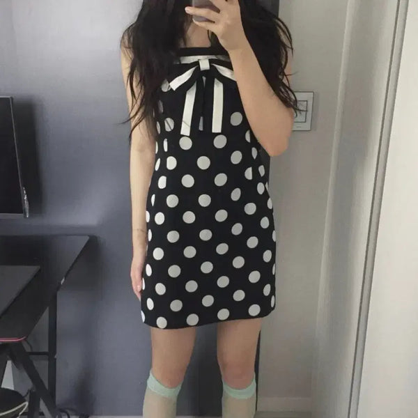 [BUNJANG] Japanese Vintage Hime Gyaru Ribbon Polka Dot Dress / 일본빈티지 히메갸루 리본 도트 원피스 / 모리걸무신사에이블리크림지그재그
