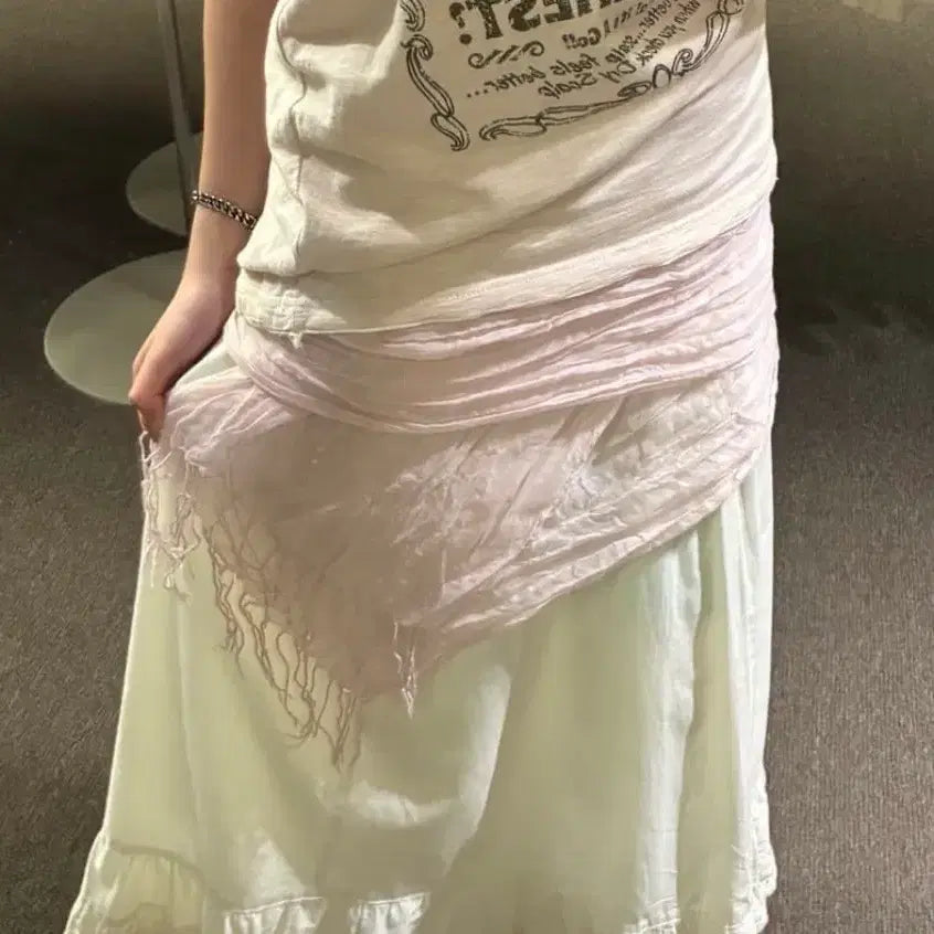 [BUNJANG] Vintage Sheer Pink Scarf Muffler / 일본빈티지 시스루 핑크스카프머플러 / 모리걸아오이유우하구미에이블리무신사갸루