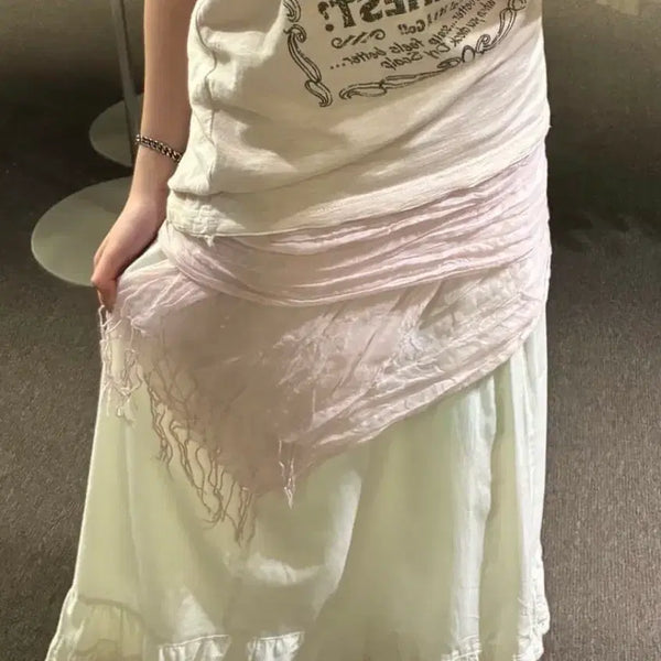 [BUNJANG] Vintage Sheer Pink Scarf Muffler / 일본빈티지 시스루 핑크스카프머플러 / 모리걸아오이유우하구미에이블리무신사갸루